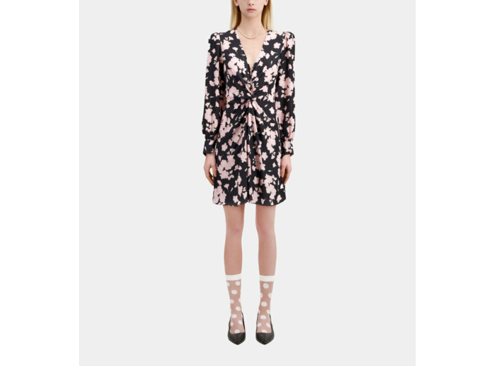 Robe Courte A Manches Longues En Jacquard black / pink