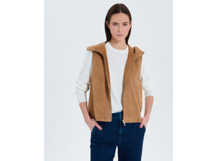 Gilet en suède beige