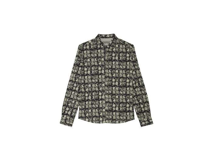 Chemise slim noir / ecru