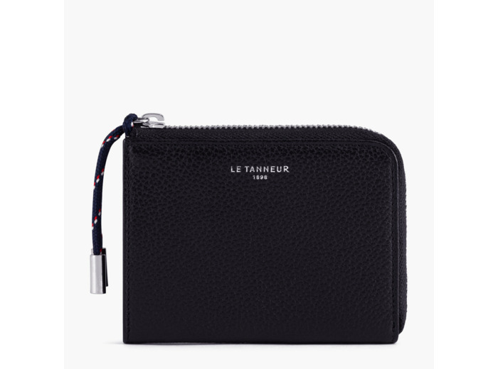 Porte monnaie zip en L Nathan en cuir grainé