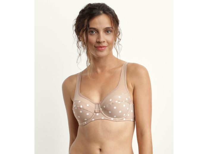 Soutien-gorge emboitant avec armatures Beige à pois Generous Dim