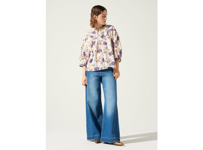 Blouse empreinte d indigo