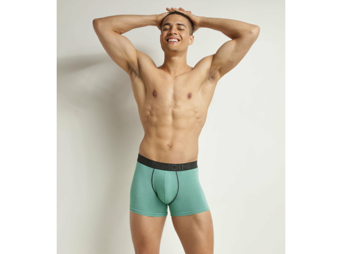 Boxer homme en coton modal à ceinture contrastée Vert Dim Classic