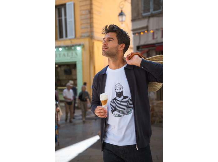 Tee-shirt homme col rond imprimé marin Daffi