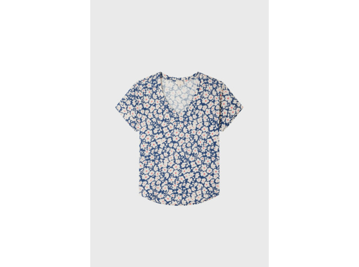 T-shirt col V à fleurs - MAILYNE