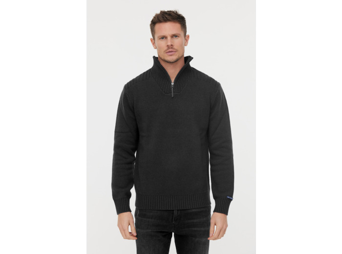 Pull col camioneur zippé en laine épaisse