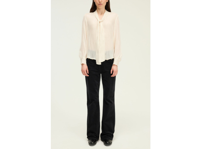 Chemise lavallière rayée en lurex - AMELINA
