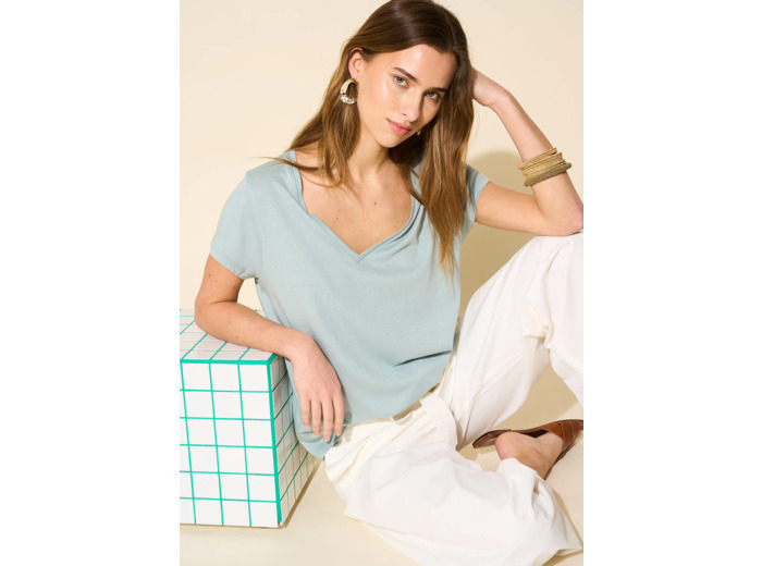 Tee-shirt col V en coton