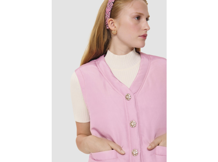 Doudoune sans manches Dario rose matte