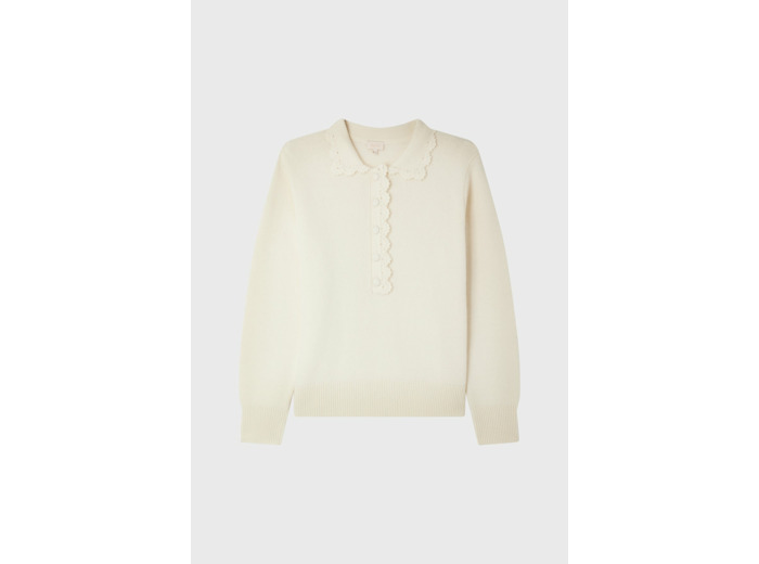 Pull polo en laine écrue - JANIRA
