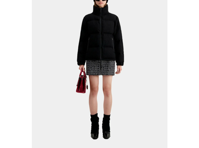 Doudoune Courte En Tweed Noire black