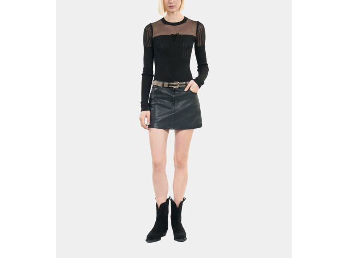 Pull En Maille Ajourée Noir black