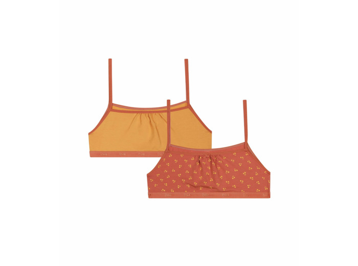 Lot de 2 brassières filles en coton à motif cerise Jaune Les Pockets