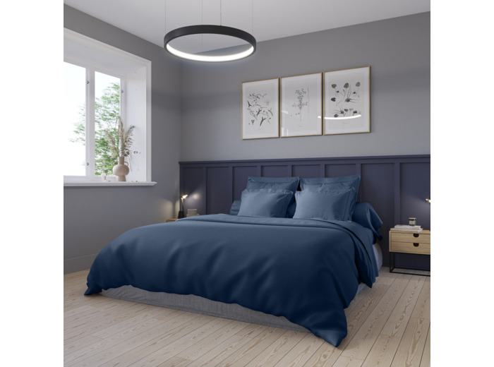 Housse de couette Partition Satin de coton Coloris Marine
