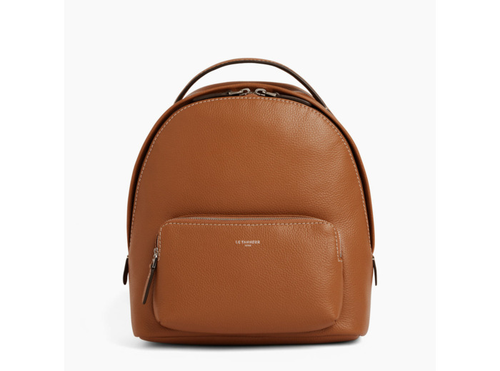 Petit sac à dos zippé Sophie en cuir grainé