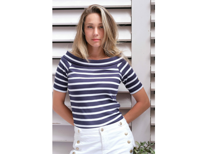 Tee-shirt rayé col bateau Ofela