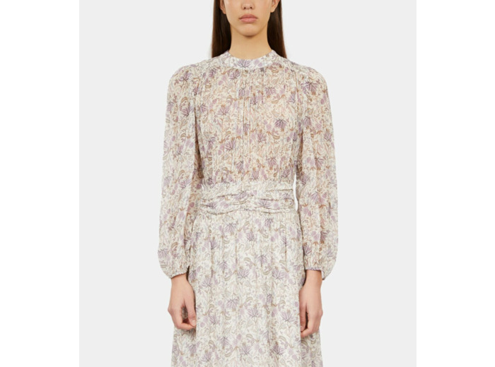 Robe Longue Imprimée ecru/mauve chalk