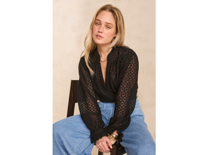 Blouse col V brodée en coton DANIELA
