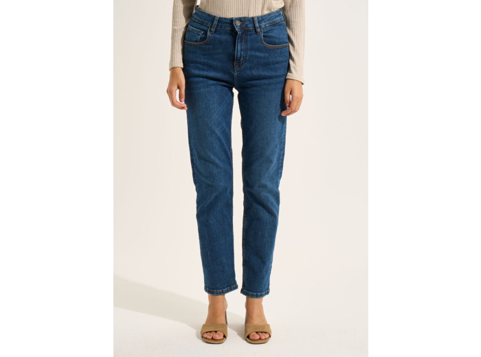Jean droit taille haute cinq poches