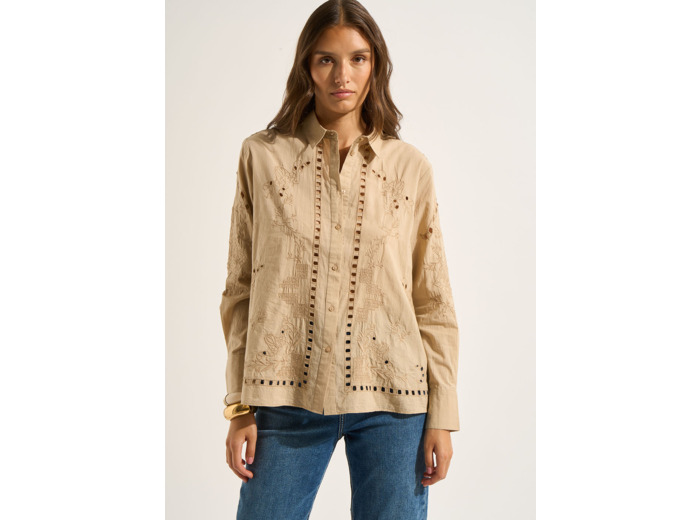 Chemise brodée à manches longues