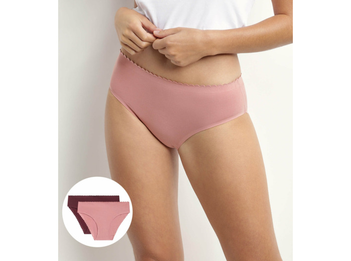 Lot de 2 slips femme en coton stretch Rose et Ruby Body Touch Easy
