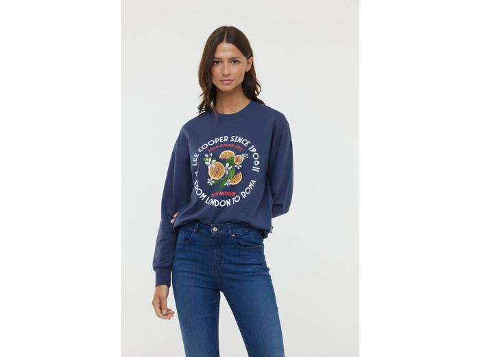 Sweat en molleton avec graphisme « Orange », col rond, col / poignets et bas corps en rib, manches longues