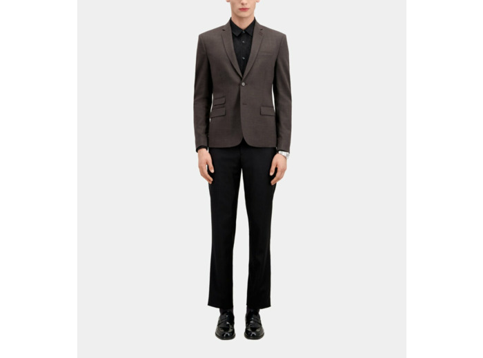 Veste De Costume Classique Motif Pied De Poule brown / black