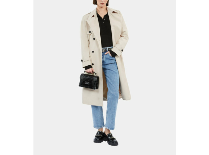 Trench Coat Droit Long beige