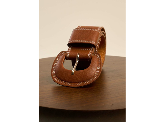 Large ceinture en cuir détails surpiqûres