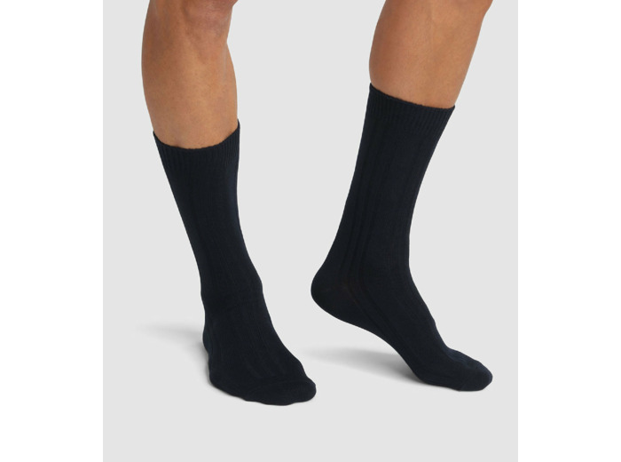 Lot de 2 paires de chaussettes homme hautes en viscose Noir Dim Bambou