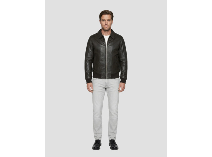 Blouson casual, cuir d'agneau