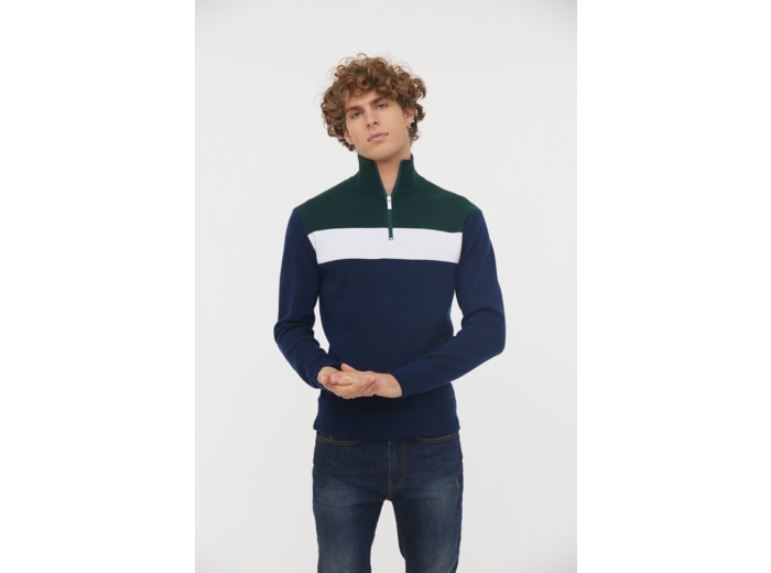 pull camioneur maille fantaisie «color block»