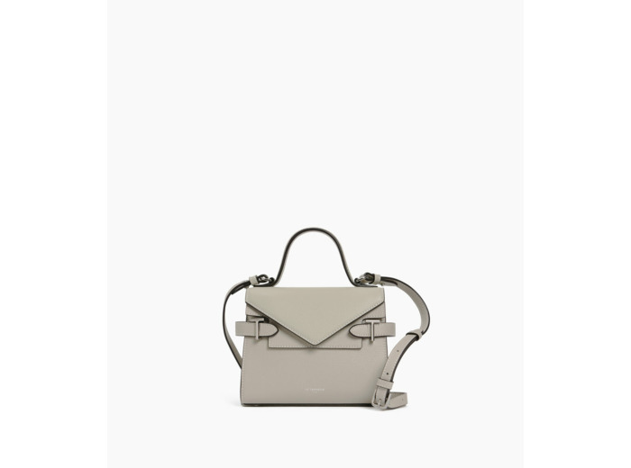 Petit sac à main double rabat Emilie en cuir grainé