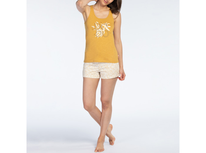 Pyjashort femme YLANG jaune/imprimé
