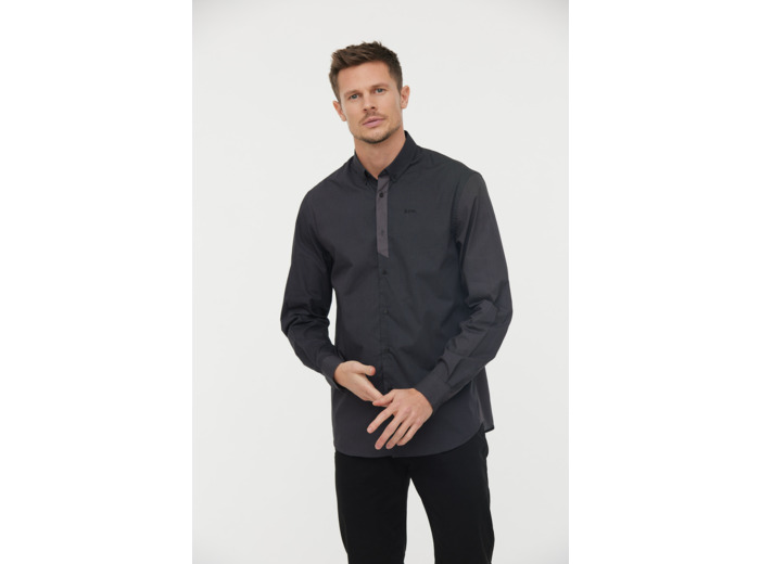 Chemise micro rayée détails unis