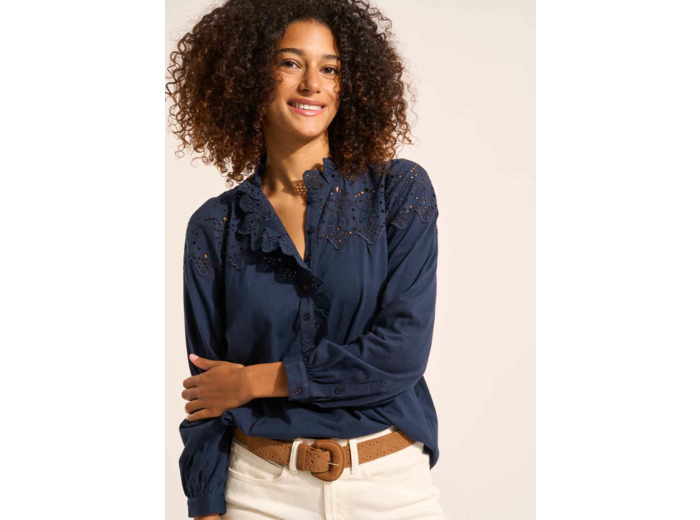 Top en jersey détails brodés