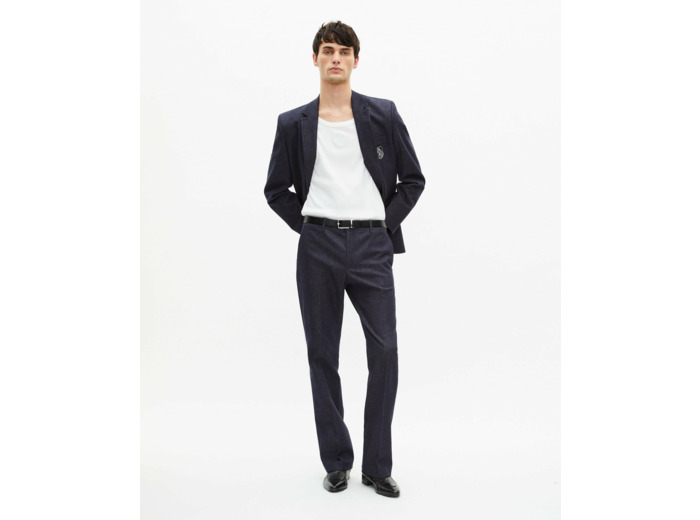 Veste de costume large 2 boutons et broderie navy