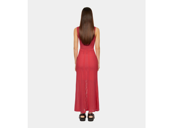 Robe Longue Fuchsia En Maille Ajourée middle navy