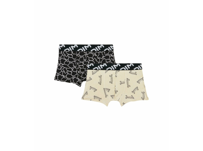 Lot de 2 boxers garçons en microfibre recyclée motif skate Dim Micro