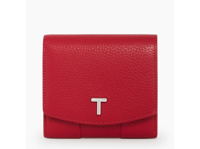 Porte monnaie à rabat Romy en cuir grainé