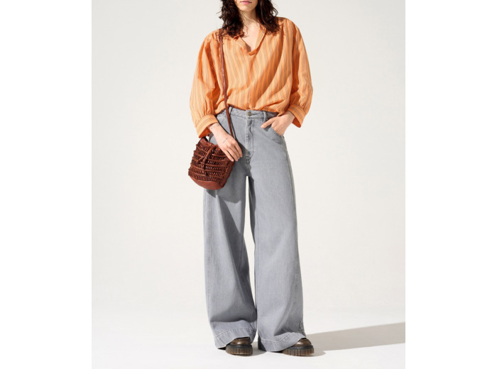 Blouse rayures abricot