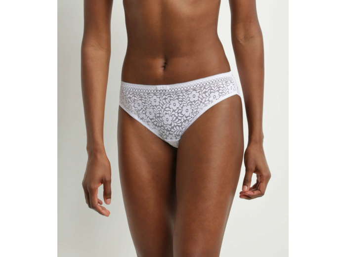 Slip femme en dentelle florale recyclée Blanc Dim Sublim