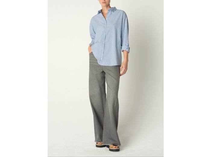 Chemise eza ecru rayures bleu