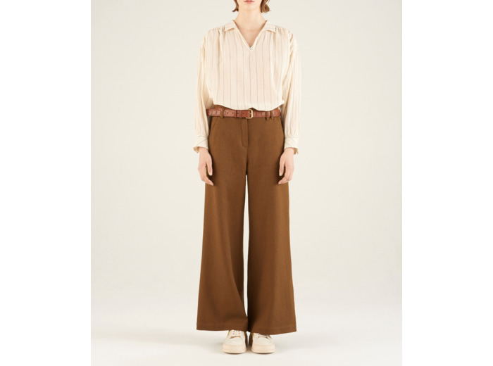 Pantalon large kaki bronze