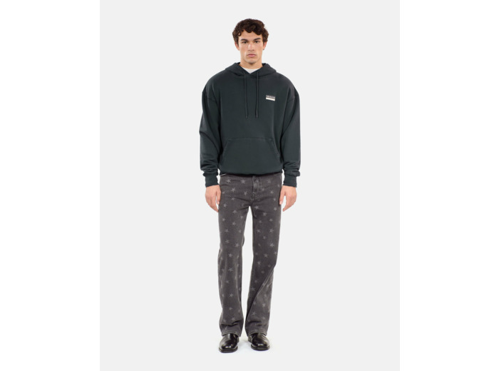 Sweatshirt À Capuche Avec Sérigraphie Noir black washed