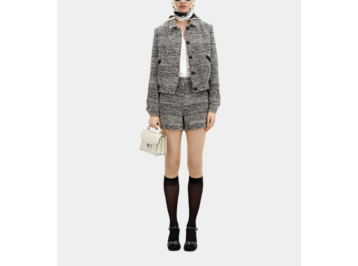 Veste En Tweed Detail Galon black white