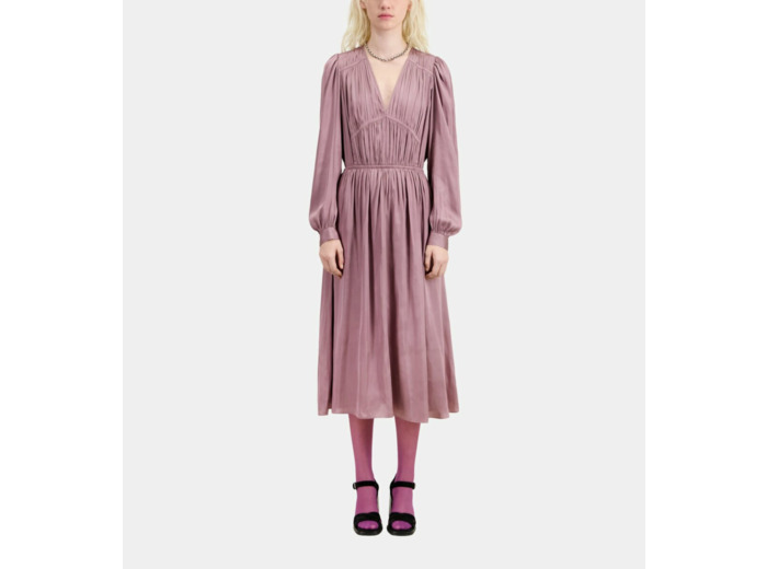 Robe Longue Manches Longues A Fronces dark purple