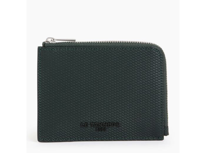 Porte cartes moyen zippé Emile en cuir signature T