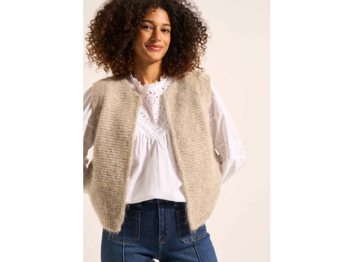 Gilet court sans manches en mohair