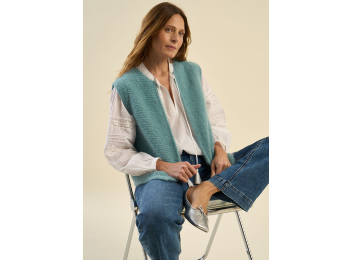 Gilet court sans manches en mohair